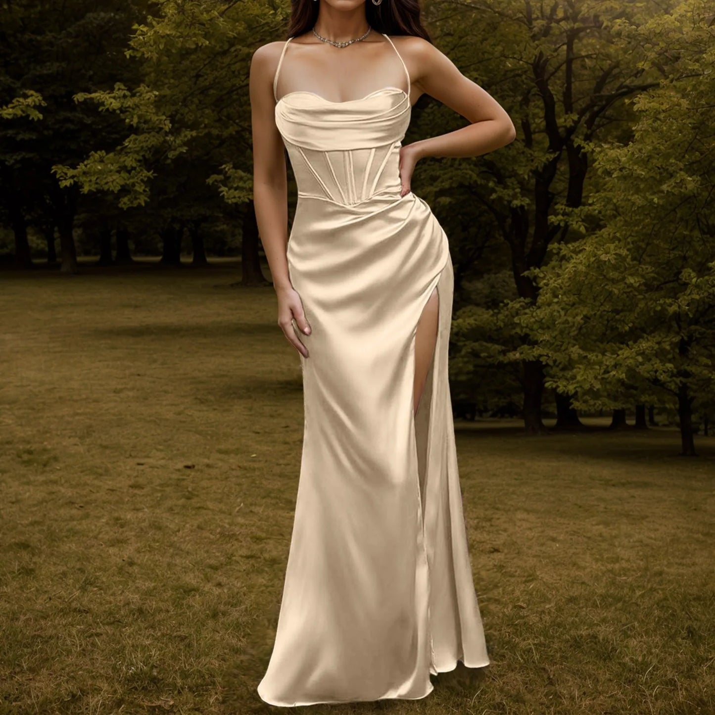 Silky Satin Corset Party Dress