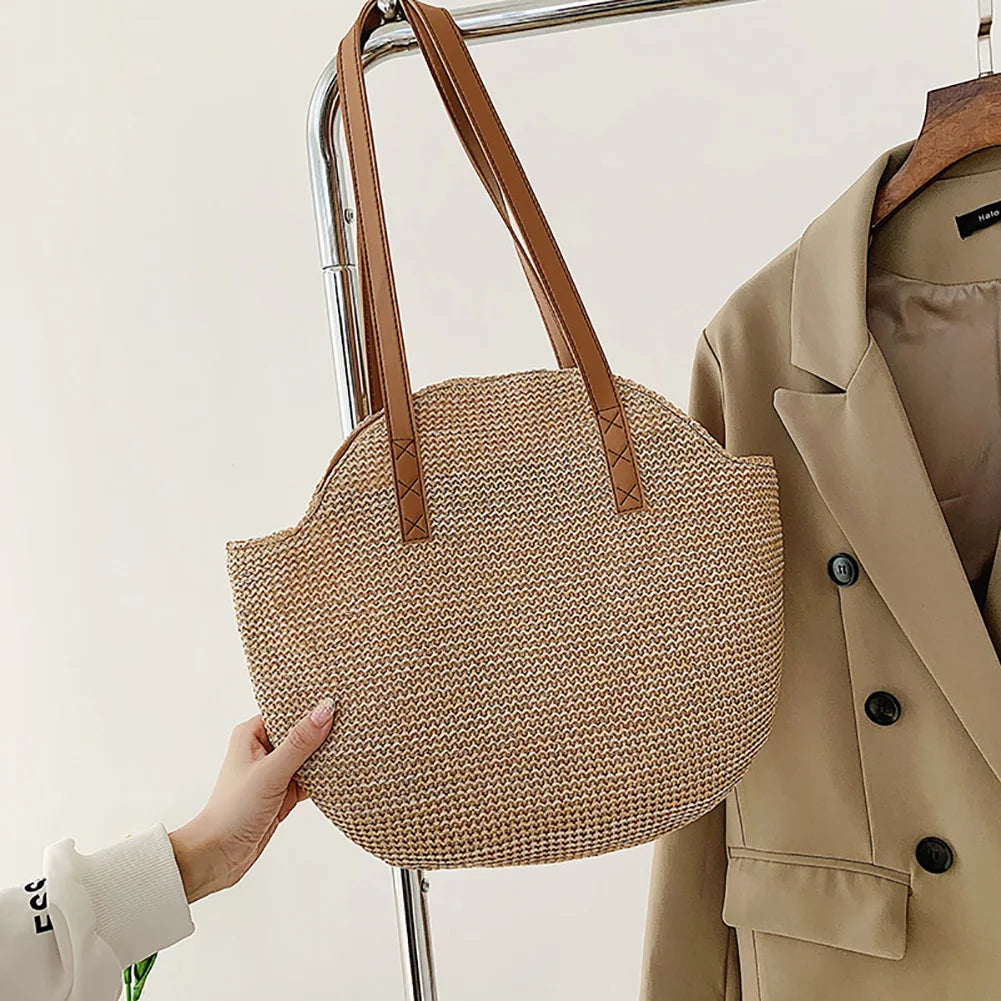 Handmade Boho Straw Beach Tote