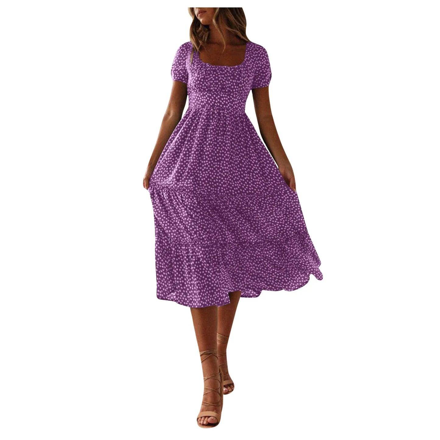 Floral Flowy Midi Summer Dress