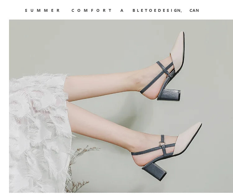 Pointed Toe Block Heel Sandals