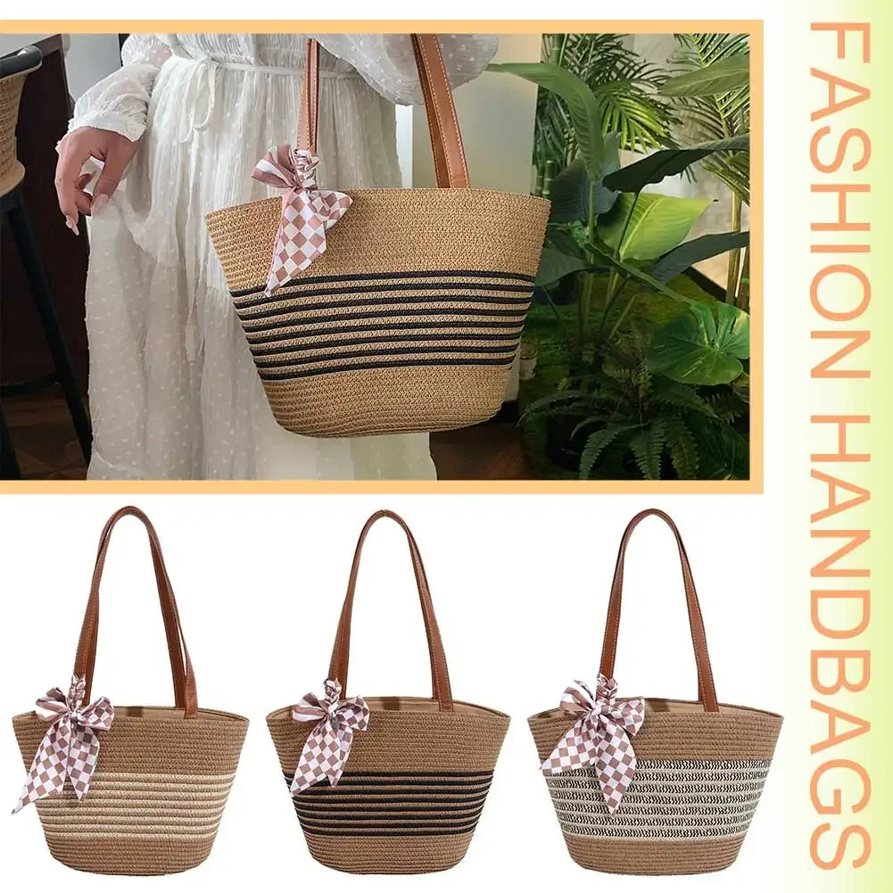 Large Straw Crochet Tote Bag
