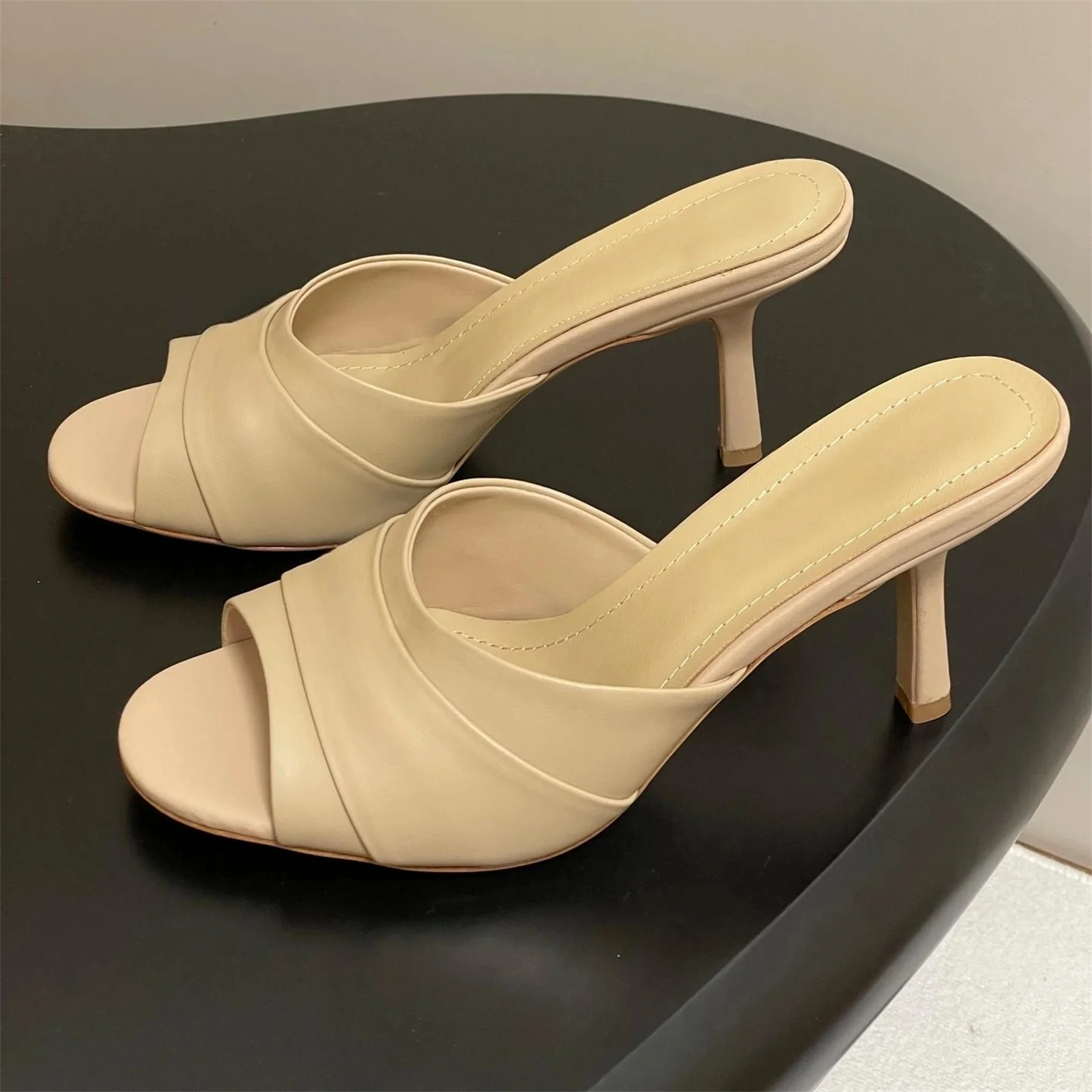 Leather Square-Toe Buckle Flats