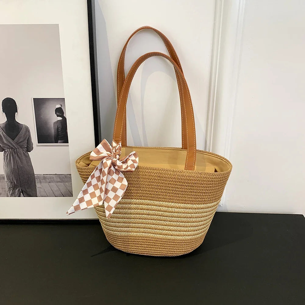 Large Straw Crochet Tote Bag