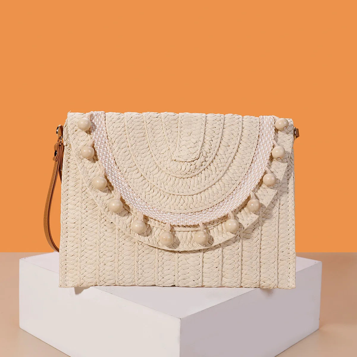 Handmade Raffia Straw Crossbody Clutch