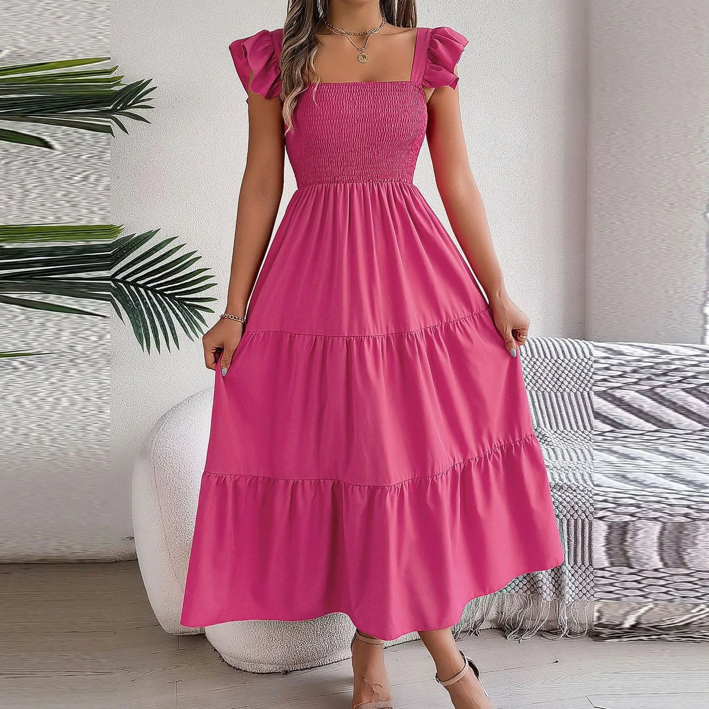 Square Neck Sleeveless Maxi Dress