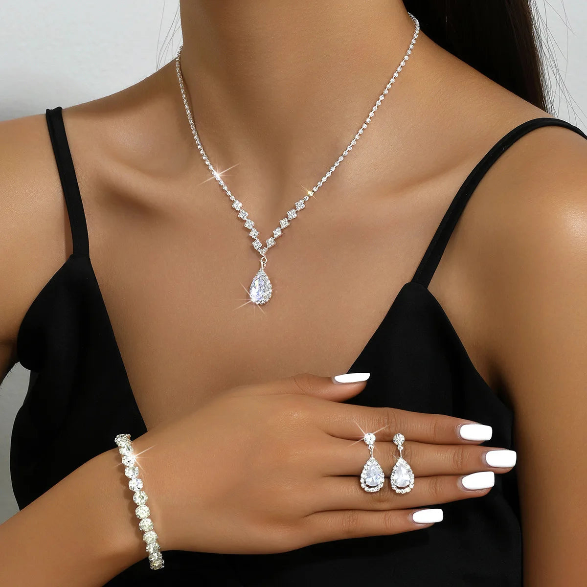 Elegant Droplet Necklace & Earring Set