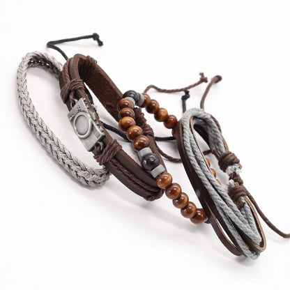 New Fashion Vintage Beads Leather Men Bracelets For Women Femme Homme Male Jewelry