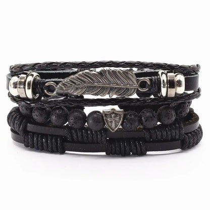 New Fashion Vintage Beads Leather Men Bracelets For Women Femme Homme Male Jewelry