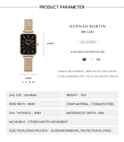 Square Mesh Strap Watch