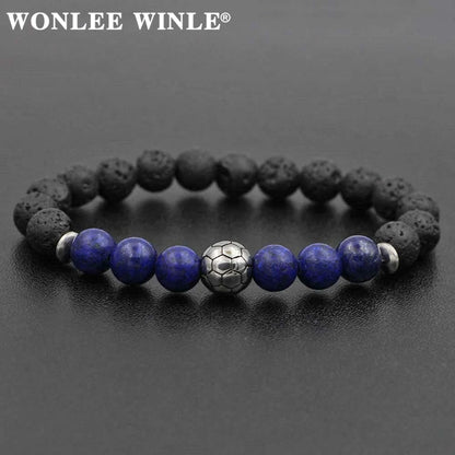 8mm Natural Stone Beaded Stretch Bracelets for Men&Women Stainless Steel Round Ball Charms Strand Bangles