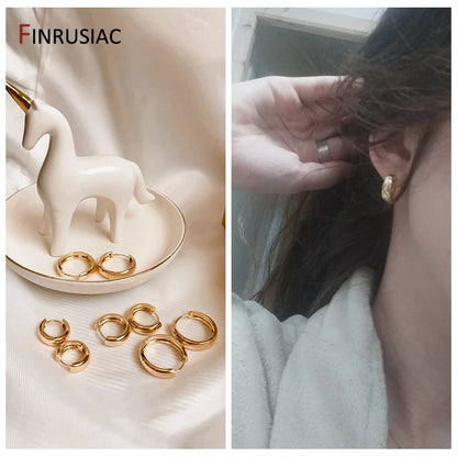 Trendy Gold Circle Hoop Earrings