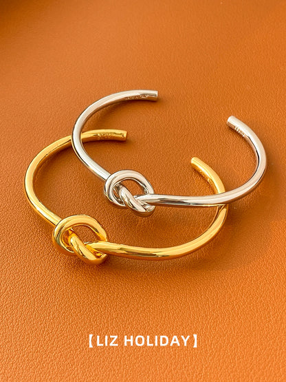 Knotted Open-Ended Bracelet Internet Hot Light Luxury Minority 2023 New Arrival Winter Fancy Minimalist Easiest for Match Exquisite