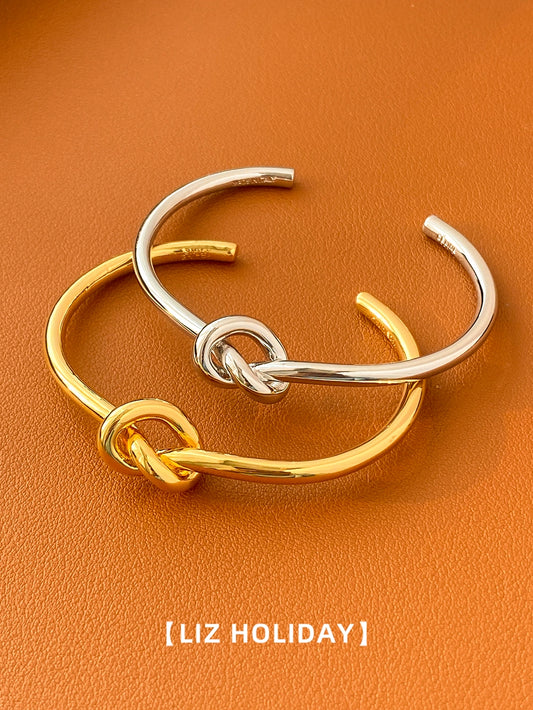 Knotted Open-Ended Bracelet Internet Hot Light Luxury Minority 2023 New Arrival Winter Fancy Minimalist Easiest for Match Exquisite