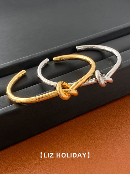 Knotted Open-Ended Bracelet Internet Hot Light Luxury Minority 2023 New Arrival Winter Fancy Minimalist Easiest for Match Exquisite