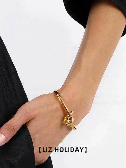 Knotted Open-Ended Bracelet Internet Hot Light Luxury Minority 2023 New Arrival Winter Fancy Minimalist Easiest for Match Exquisite