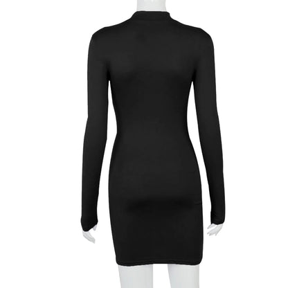 Drawstring Bodycon Long Sleeve Dress