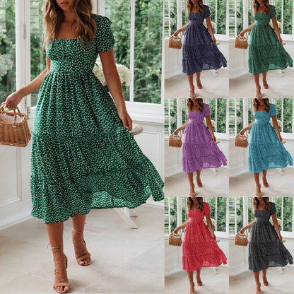 Floral Flowy Midi Summer Dress