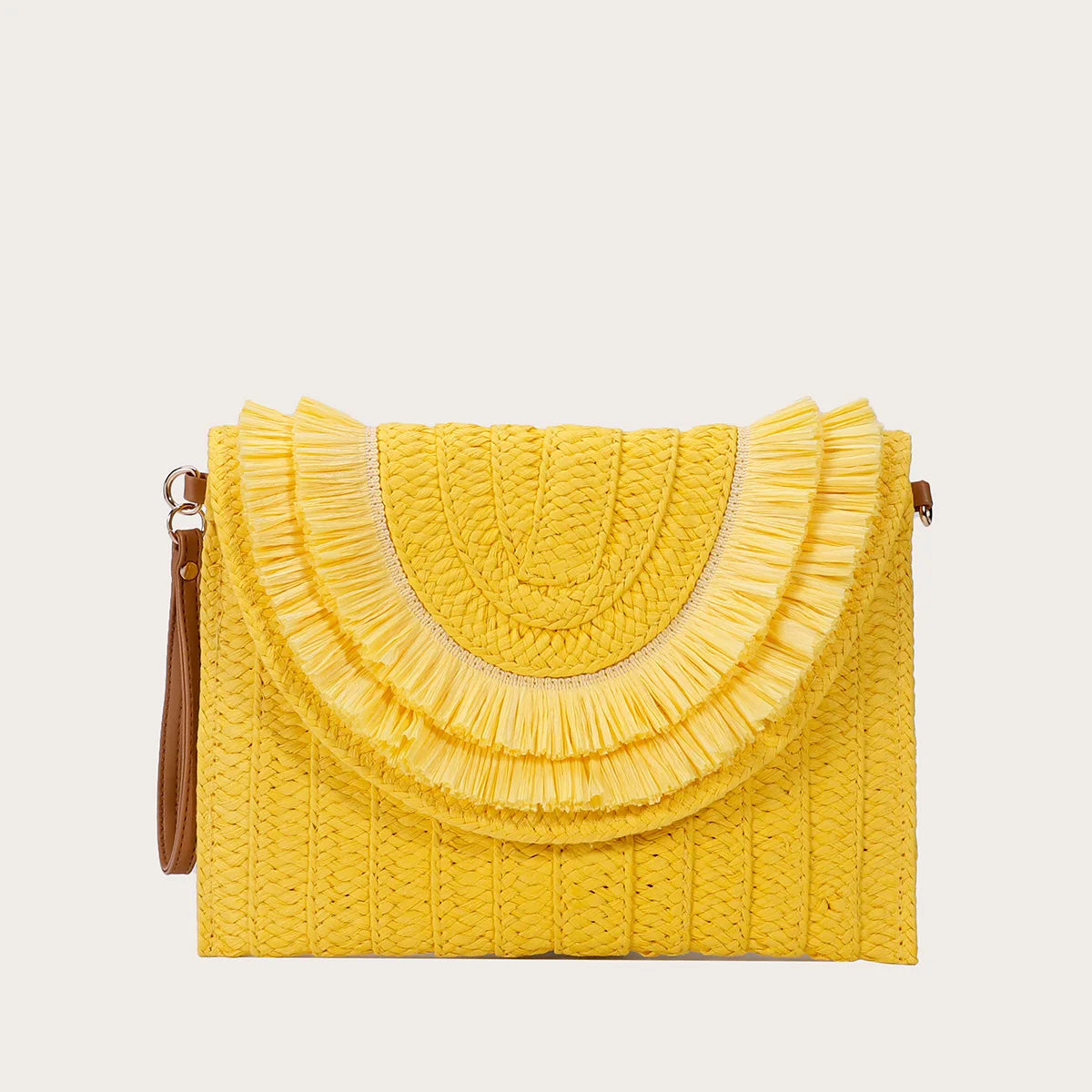 Handmade Raffia Straw Crossbody Clutch