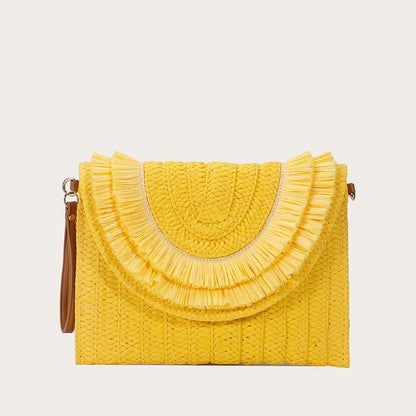 Handmade Raffia Straw Crossbody Clutch