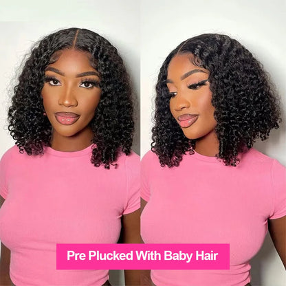 CEXXY Short Bob Jerry Curly Human Hair Wig 13x4 HD Lace Frontal Water Wave Remy Hair For Women Natural Look Preplucked Human Wig
