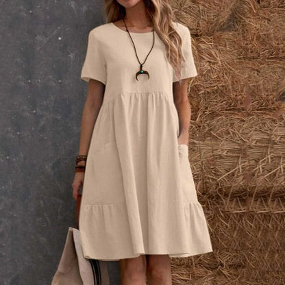 Vintage Cotton Linen Pocket Dress