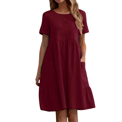 Vintage Cotton Linen Pocket Dress