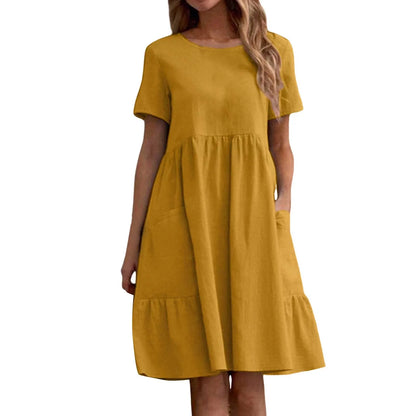 Vintage Cotton Linen Pocket Dress