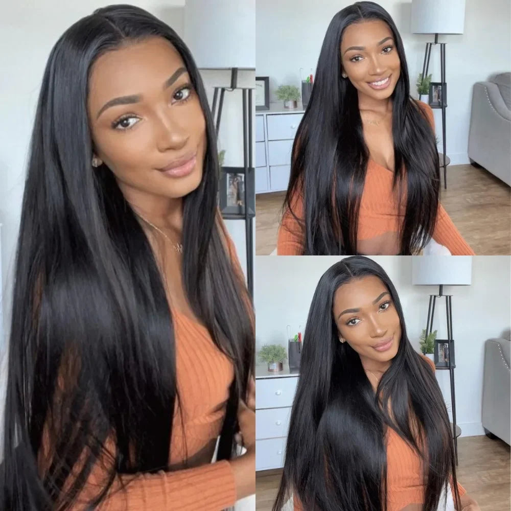 HD Transparent 360 Lace Frontal Wig 5x5 Glueless  Wig Straight 13x6 Full Frontal Lace Human Hair Wigs For Black Women30 38Inches