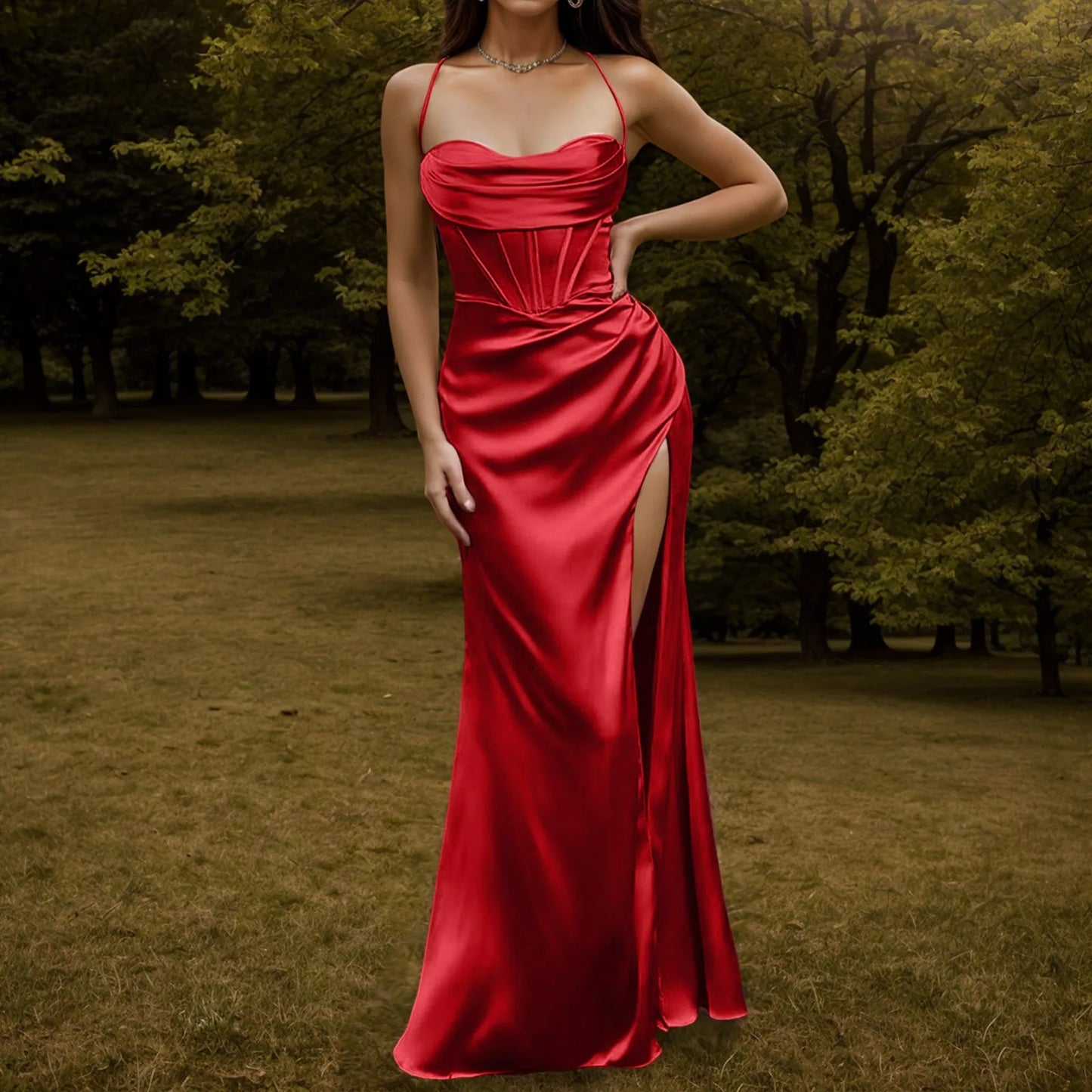 Silky Satin Corset Party Dress