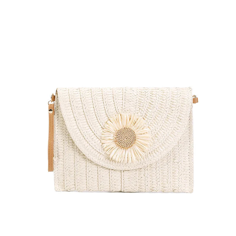 Handmade Raffia Straw Crossbody Clutch