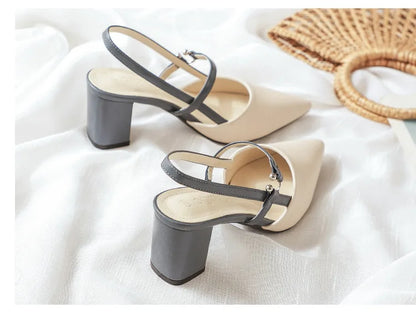 Pointed Toe Block Heel Sandals
