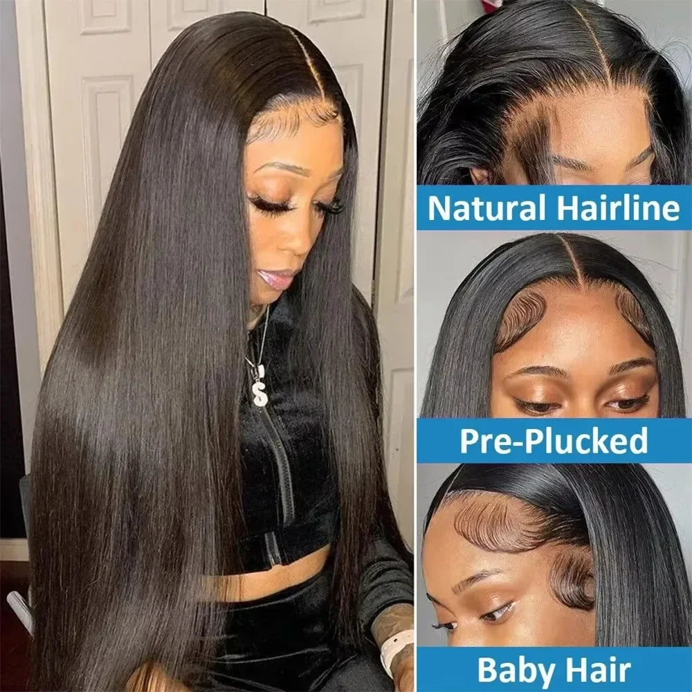 HD Transparent 360 Lace Frontal Wig 5x5 Glueless  Wig Straight 13x6 Full Frontal Lace Human Hair Wigs For Black Women30 38Inches