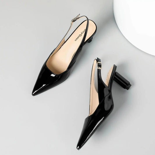 Pointed Slingback Kitten Heels
