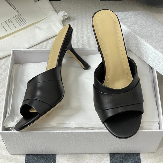Leather Square-Toe Buckle Flats