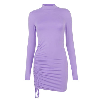 Drawstring Bodycon Long Sleeve Dress