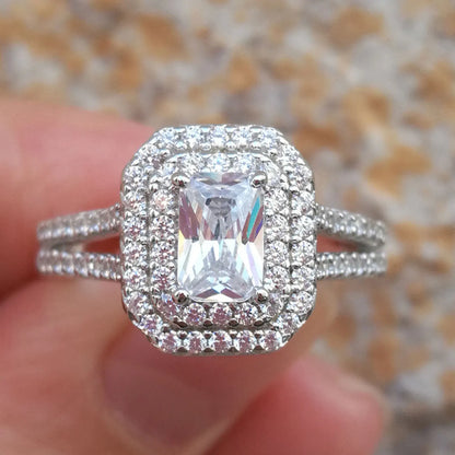 Radiant Cut Double Halo Engagement Ring