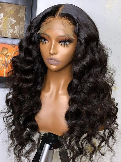 250 Density Loose Deep Wave Human Hair Frontal Wig 13x6 HD Lace Brazilian Curly Glueless Wigs 100% Human Hair Ready To Wear 38In