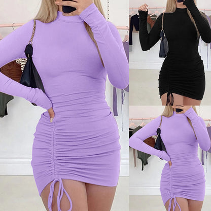 Drawstring Bodycon Long Sleeve Dress