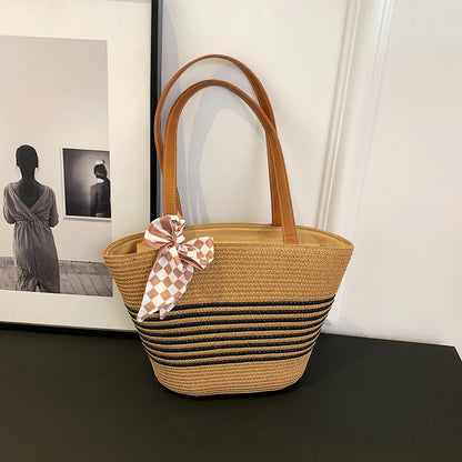 Large Straw Crochet Tote Bag