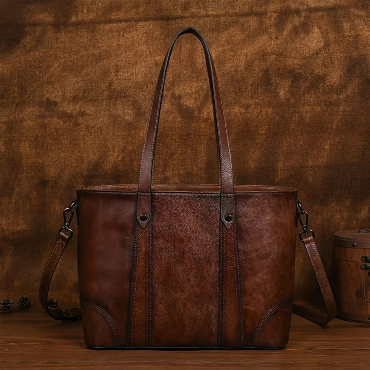 Vintage Genuine Leather Tote Bag