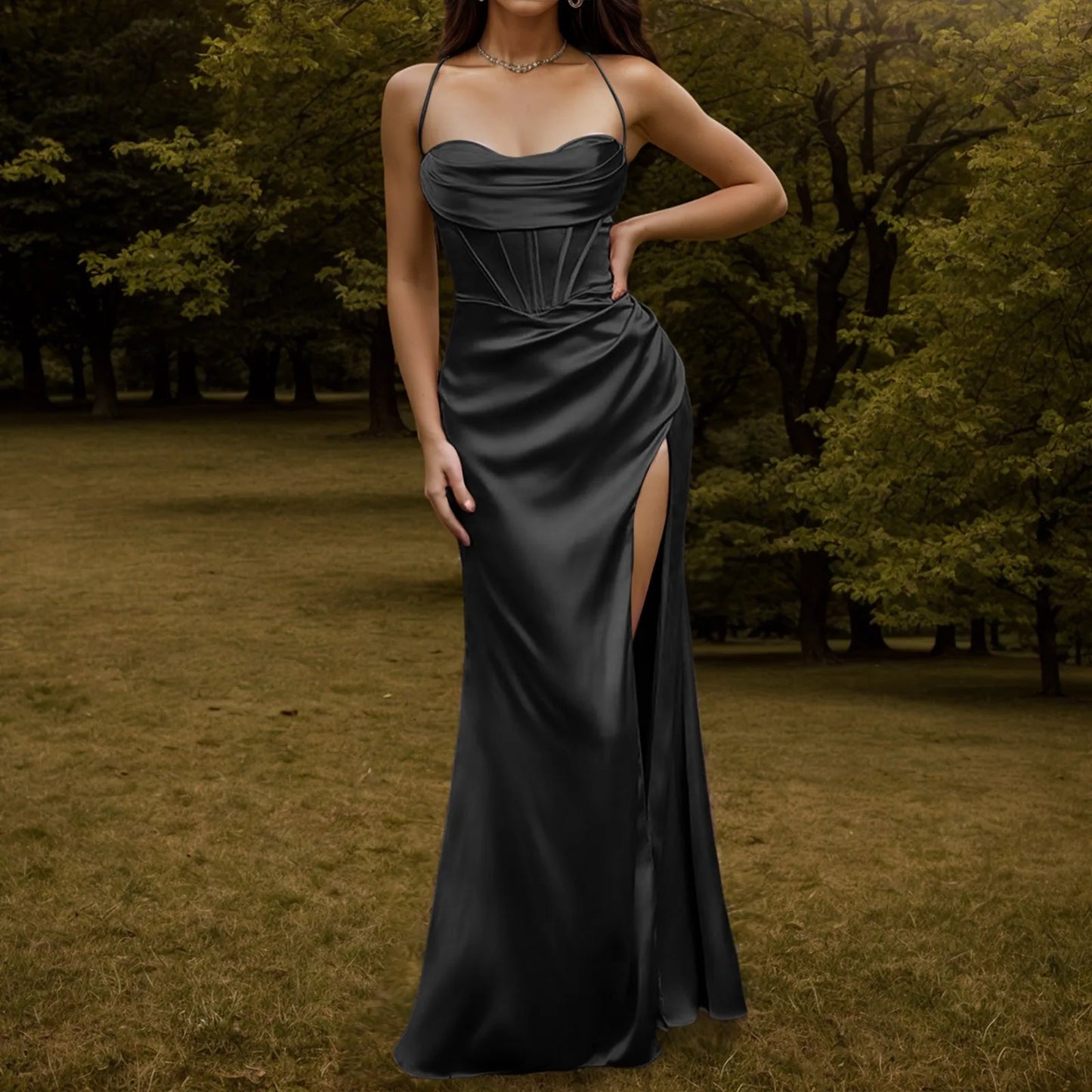 Silky Satin Corset Party Dress