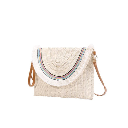 Handmade Raffia Straw Crossbody Clutch