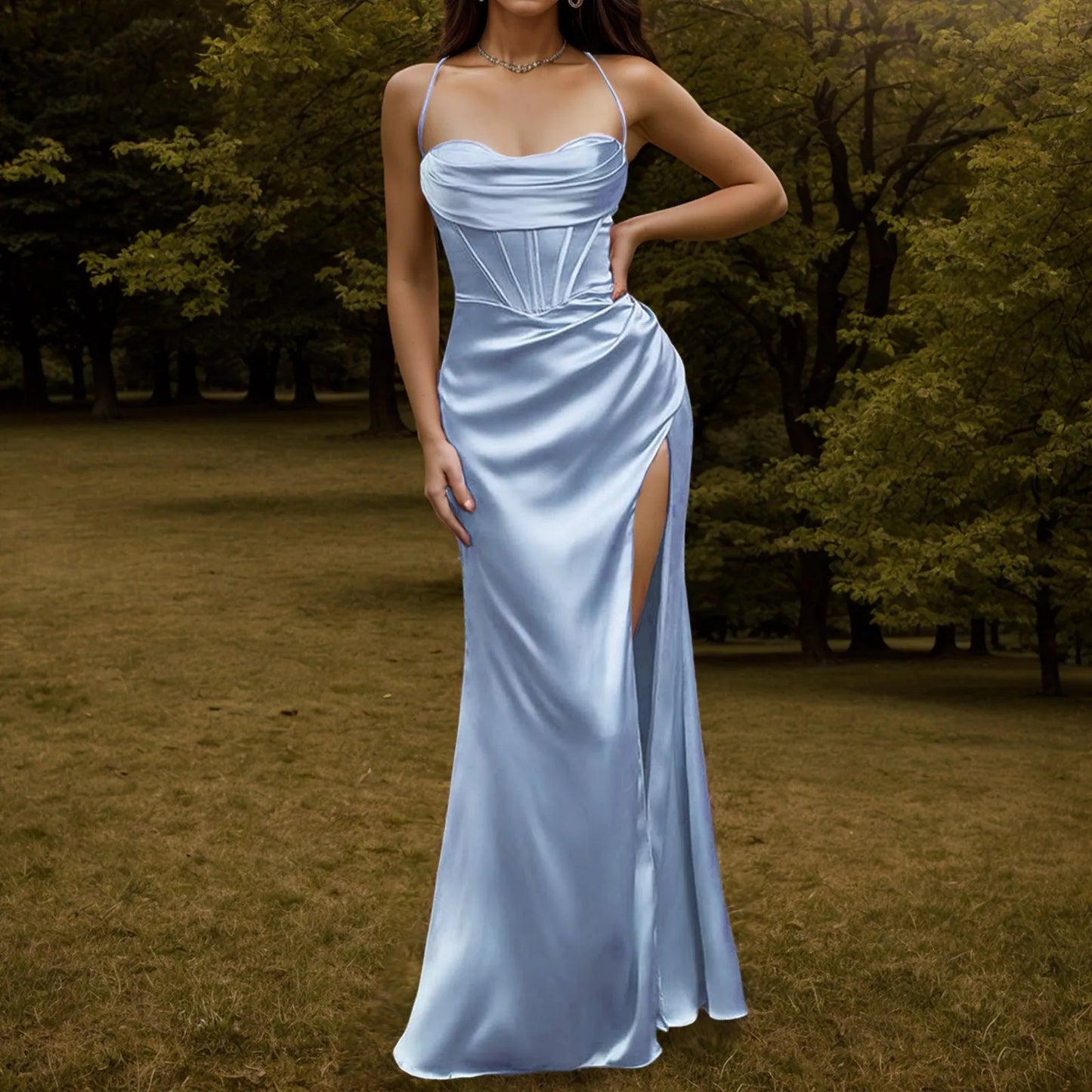 Silky Satin Corset Party Dress