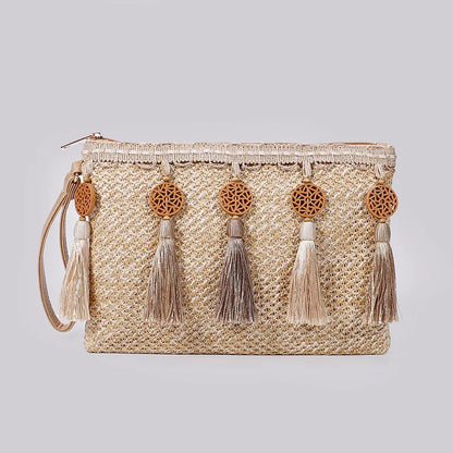 Handmade Raffia Straw Crossbody Clutch
