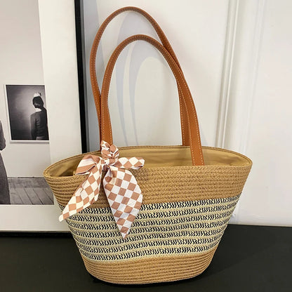 Large Straw Crochet Tote Bag
