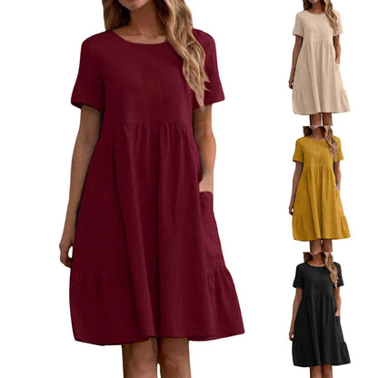 Vintage Cotton Linen Pocket Dress