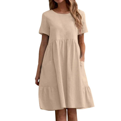 Vintage Cotton Linen Pocket Dress