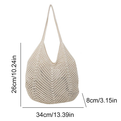 Large Knit Crochet Tote Shoulder Bag