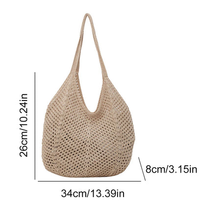 Large Knit Crochet Tote Shoulder Bag