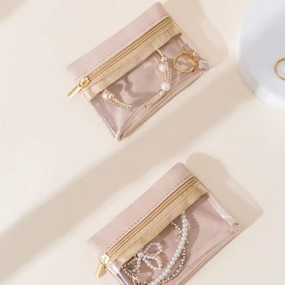 New with Zipper Jewelry Bag Velvet PVC Jewelry Packaging Box Transparent Jewelry Organizer